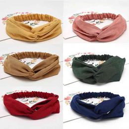 Fashion Women Solid Colour Headband Cross Top Knot Elastic Bands Girls band Hair Accessories Twisted Knotted Headwrap