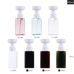 Square Foaming Soap Dispenser Bottles, 250ml (8.3oz) Refillable Flower Shape Foam Pump Bottle Plastic for Bathroom Vanities or RRD11527