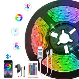 smd diodes UK - Bluetooth LED Strip Light 12V SMD 2835 Diode Tape RGB Ribbon Flexible Lights With IR WiFi Control Strips