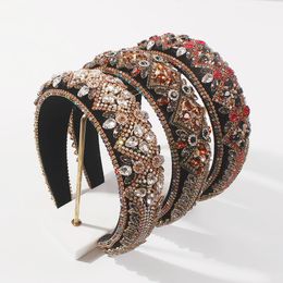 Baroque Crystal Headband Shell Beads Hairbands Women Vintage Rhinestone Padded Hair Bands Handmade Hair Accessories For Wedding