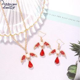 -Pendientes Collar DVACAMAN Elegante elegante Pearl Bird Jewelry Set para mujeres Crystal Drop Pendant Gift Wholesale Holiday Ins