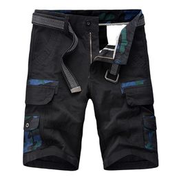 Men's Shorts Cargo Military Solid Casual Tactical Short Multi Pocket Fitness Loose Work Summer Male 4 Colors No Belt Pants 210716