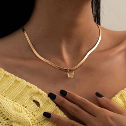 Snake Chain Choker Necklaces For Women 2021 Trend Butterfly Pendant Necklace Clavicle Fashion Jewellery Party Accessories Chokers