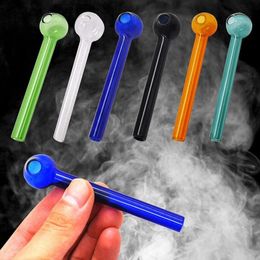 Wholesale glass oil burner pipes 4inch 100mm Colored Glass Water Pipe Bubbler Pyrex Smoking Water Hand Pipe for dab rig bong cheapest