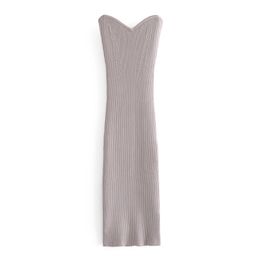 Sexy V-Neck Wrapped Knitted Dress Women Solid Sheath Sweater Dresses Mid-Calf Bodycon Long Female 210430