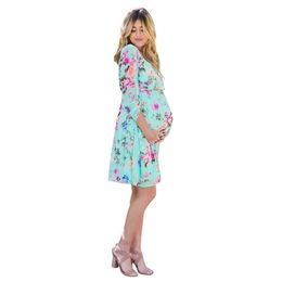2021 Summer New Fashion Pregnant Clothes Womens Nursing Nightgown Pregnancy Loose Floral Printed Dress Clothes Maternity Clothes Q0713