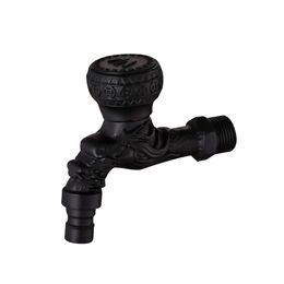 Black Craved Thickened Utility Laundry Faucets G1/2 European Style Wall Mounted Retro Brass Single Handle Cold Water Taps