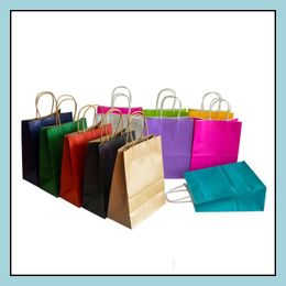 Packaging Paper Packing & Office School Business Industrial Shop Bags Kraft Mtifunction High Quality Soft Colorf Bag With Handles Festival G