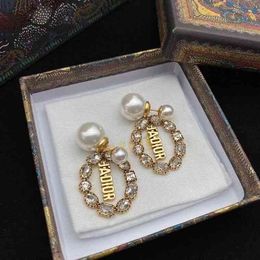ring settings for gemstones Australia - Spring Brass Earrings Summer Fashion Family 21 Luxury An Designer Proucts Jewelry d Full Diamon Front Back Pearl S925 Silver Neele