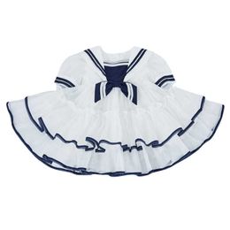 Children Spanish Boutique Dress Girl Baby Designer Dresses Toddler Girls Navy Style Frocks Infant Birthday Party Vestidos 210615