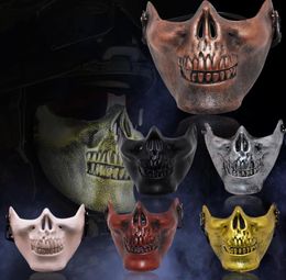 Skeleton Mask Half Face Actual Combat Warrior Face-Mask Halloween Party scary masks SN3033