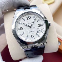 Overseas P47040 A21J Automatic Mens Watch 42mm Steel Case Silver Texture Dial Stick Markers Black Leather Strap Sports Watches 6 Styles Puretime01 E129a1