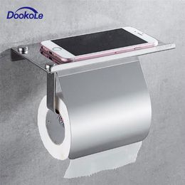 Toilet Paper Holder Wall Mounted, Anti-Rust Stainless Steel Roll with Phone Shelf for Bathroom & Kitchen 210720