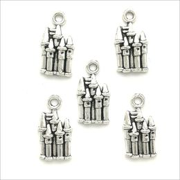 Lot 100pcs Castle antique silver charms pendants Jewelry DIY For Necklace Bracelet Earrings Retro Style 20*10mm DH0778
