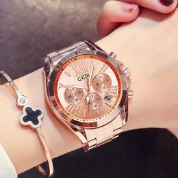 Top Brand Rose Gold Women Watch Luxury Waterproof Calendar Unique Quartz Business Dress Watches for Female Golden Lady Clock 210616