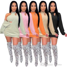 Mulheres roupas casuais roupas novas coletes de moda e decote em vaca longa e sexy Saias de suéter comprido de duas peças 2022 Spring