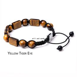 Brick Grooving Yoga Seven Chakras Natural Stone Beads Bracelet Adjustable Gemstone Amethyst Agate Lapis Tiger Eye Bracelets for Women Men Jewelry Will and Sandy