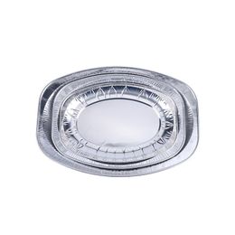 bbq foil trays UK - Disposable Dinnerware 20pcs Oval Serving Plates Aluminium Foil Tray Dishes Tableware For Catering BBQ Banquet Parties Bandeja