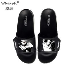 Men Slides Non-slip Japanese Anime Sasuke Male Slippers Man Flip Flops Summer Beach Women Home Bathroom Sandals Outdoor Y0427