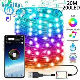 Strings 200led RGB Christmas String Lights With Smart Bluetooth App Remote Control For Outdoor Decoration Holiday Lighting