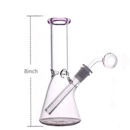 8inch Hookah beaker Glass Bong water pipes ice catcher thick material for smoking with 14mm male glass oil burner pipe
