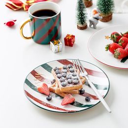 decorative mugs NZ - Dishes & Plates Ceramic And Bowls Set Coffee Mug Christmas Salad Sushi Dessert Plate Tableware Dinner Sets Trays Decorative