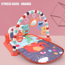 3 In 1 Baby Infant Gym Play Mat Fitness Music Piano Hanging Toy Projector Early Educational Puzzle Carpet Kids Rug 76x56x43cm 210724