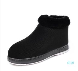 Wholesale-Boots Women Slip On Snow Casual Fur Plush Winter Ankle Comfortable Anti Flats Warm Short Booties Mother Shoes V219