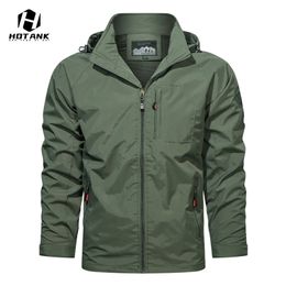 Autumn Men Waterproof Jackets Military Shark Skin Soft Shell Outdoor Outwears Fashion Windbreaker Hooded Coats Male 211217