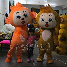 Mascot Costumes Naughty Orange and Brown Monkey Mascot Costume Fancy Mascotte Cartoon Appearl Halloween Birthday Cosplay Outfit