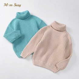 Baby Boy Girl Knit Sweater Turtleneck Autumn Winter Spring Infant Toddler Child Cotton Sweater Pullover Solid Baby Clothes 1-6Y Y1024