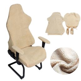 4pcs/set Elastic Chair Armrest Pads+ Cover Warm Lambswool Computer Covers For Office Slipcover Gaming Armchair 211116
