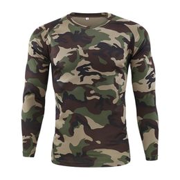 Tactical Military Camouflage T Shirt Men Breathable Quick Dry US Army Combat Full Sleeve Fitness Streetwear Multicam T-shirts 220214