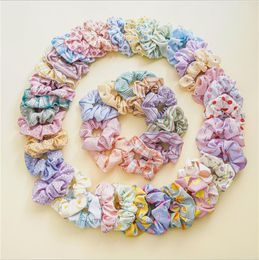 5 PCS/lot Hair Rope Retro Floral Hairband Elastic Chiffon Rubber Band Girls Ponytail Holder Fashion Accessories 10 Designs