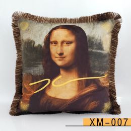 Luxury pillow case designer Signage tassel 15 Chain rope geometry patterns printting pillowcase cushion cover 45*45cm for 4 seasons new home decorative gift