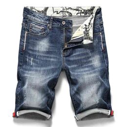 Summer New Men's Stretch Short Jeans Fashion Casual Slim Fit High Quality Elastic Denim Shorts Male Brand Clothes 210324
