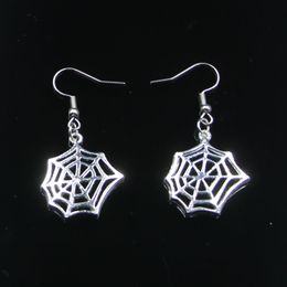 New Fashion Handmade 25*23mm Cobweb Spider Halloween Earrings Stainless Steel Ear Hook Retro Small Object Jewellery Simple Design For Women Girl Gifts