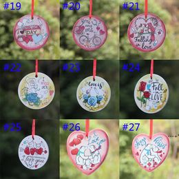 NEWValentines Day Pendant Round Heart-shaped Ceramic Ornament DIY Valentines Day Gift Fall In Love Pendant Ornament RRE12246