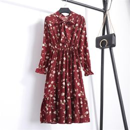 Jocoo High Elastic Waist Chiffon Midi Dress Summer Flare Sleeve Chiffon Dress Korean Elegant Floral Print A Line Dress 210518