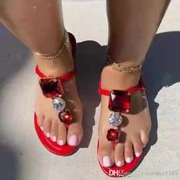 2022 Summer Women Sandals Designer Female Flip Flops Crystal Slides Plastic T-shaped Shoes