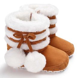Cute Ball Winter Boots Soft Bottom Baby Cotton Baby Warm Patch Boots G1023