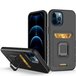 Hybrid Armour Kickstand Back Cover 2 in 1 Shockproof Phone cases Card TPU PC For iphone 13 pro max 12 With Stand Ring Case
