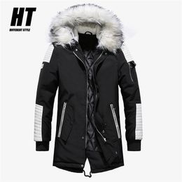 Winter Jacket Men Thicken Warm Parkas Men Casual Long Outwear Hooded Collar Jackets Coats Parkas Hombre Invierno Drop 210914