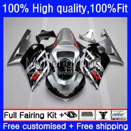 Injection Mould Fairings For SUZUKI GSX-R750 K1 750CC GSXR600 GSXR-750 01-03 19No.4 GSXR 600 750 CC 01 02 03 600CC GSXR-600 GSXR750 Silvery black 2001 2002 2003 OEM Bodys