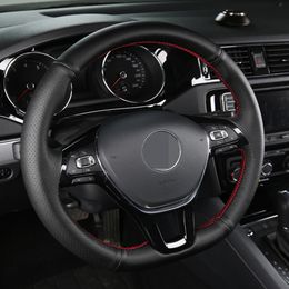 Black Steering Wheel Covers Artificial Leather For Volkswagen VW Golf 7 Mk7 New Polo Passat B8 Tiguan Sharan Jetta