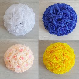 Upscale Artificial Rose Silk Flower Ball Hanging Kissing Balls 30cm 12 Inch Dia For Wedding Party Decoration Supplies