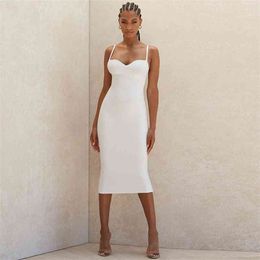 White Bandage Dress Arrival Sexy Party Club Celebrity Elegant Women Summer Autumn Ladies Clothes Long Dresses 210515