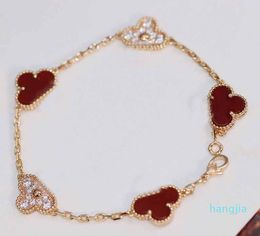 2021 Luxurious quality red agate and diamond for women charm bracelet party jewelry gift PS3442