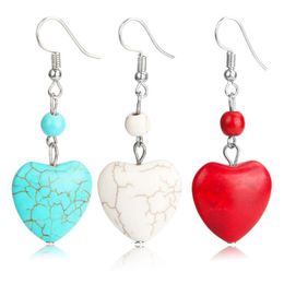 women's heart Tibetan silver turquoise Dangle Chandelier earrings fashion gift national style women DIY earring