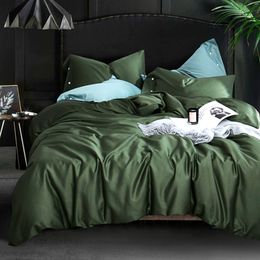 Egyptian long-staple cotton 600TC satin solid Colour bed set comfortable bedding set duvet cover sheets pillowcase Best gift #sw 210319